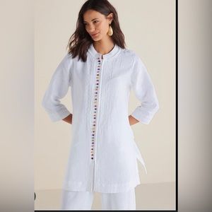 Soft Surroundings White Tunic colorful buttons